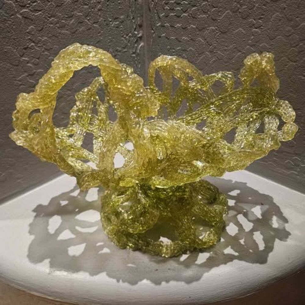 Chartreuse Woven Plastic Decorative Centerpiece Bowl